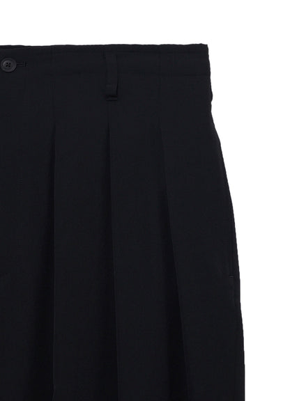 WOOL GABARDINE HEM TAB WIDE TUCK PANTS