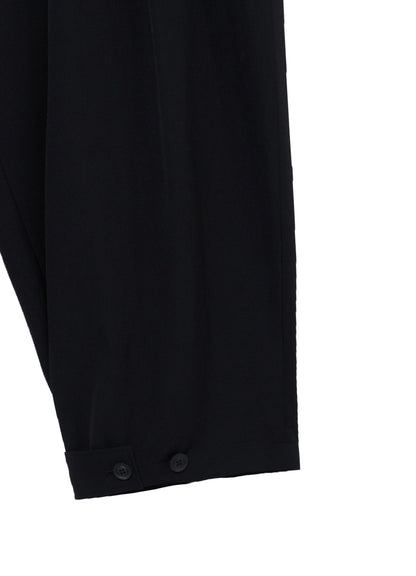 WOOL GABARDINE HEM TAB WIDE TUCK PANTS