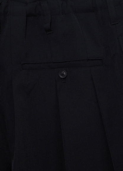 WOOL GABARDINE HEM TAB WIDE TUCK PANTS