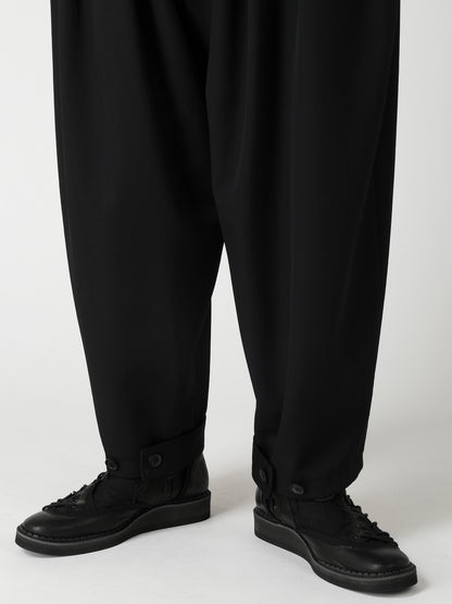 WOOL GABARDINE HEM TAB WIDE TUCK PANTS