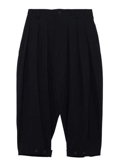 WOOL GABARDINE HEM TAB WIDE TUCK PANTS