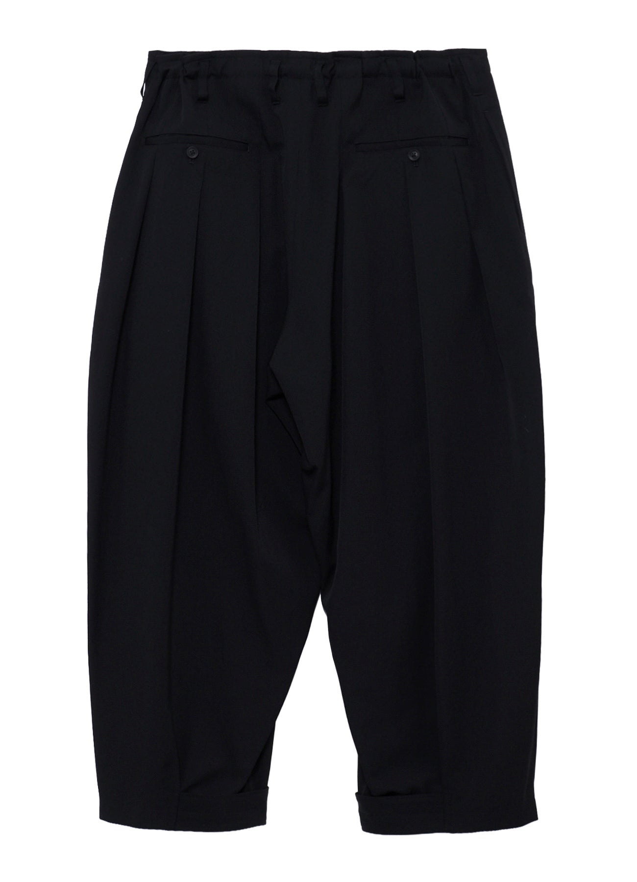 WOOL GABARDINE HEM TAB WIDE TUCK PANTS