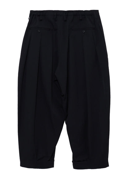 WOOL GABARDINE HEM TAB WIDE TUCK PANTS