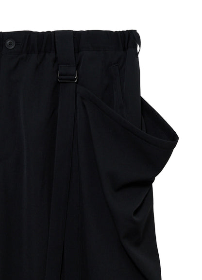 WOOL GABARDINE WRAP PANTS