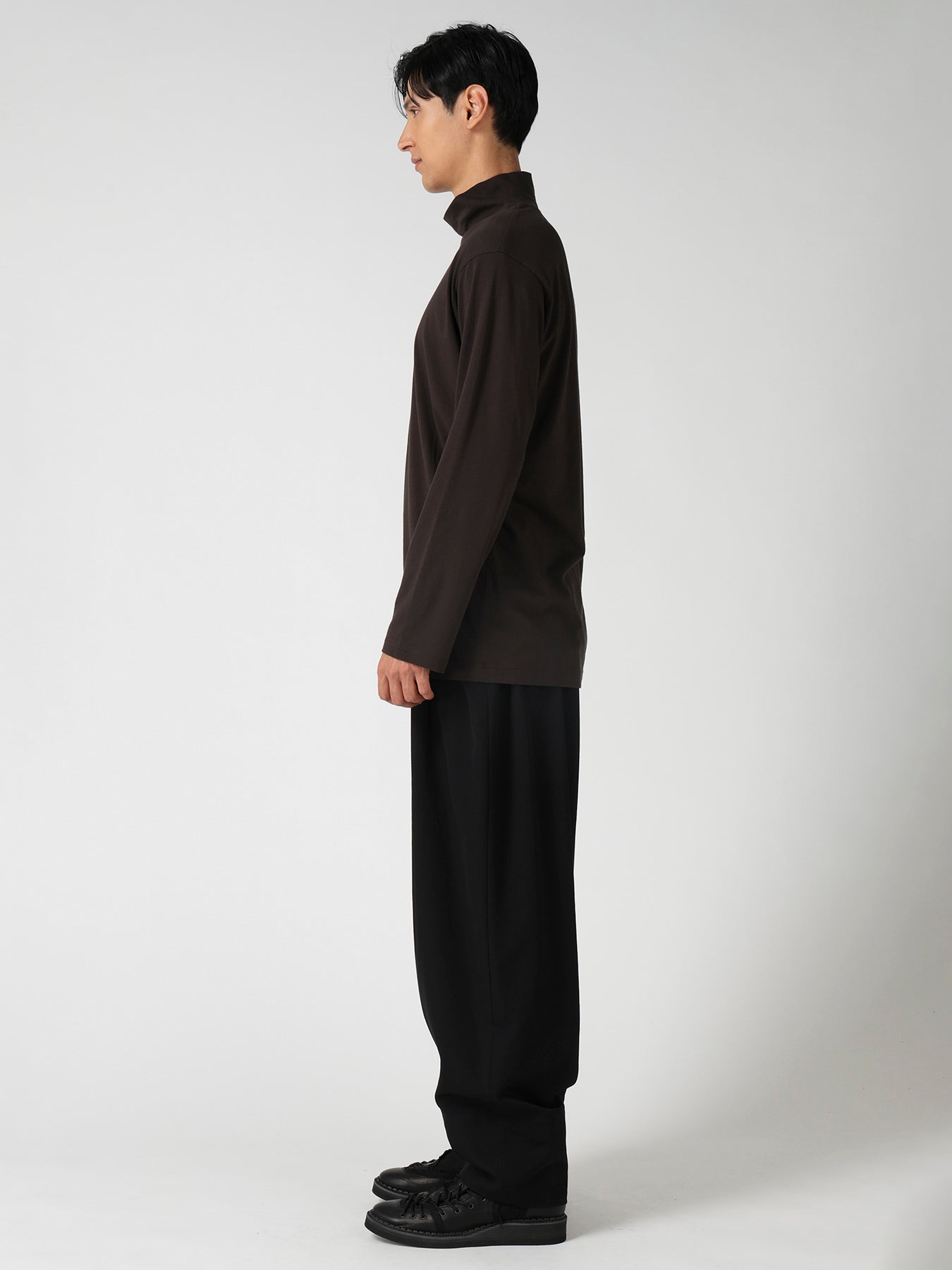 SOFT SINGLE JERSEY HIGH NECK LONG SLV TEE