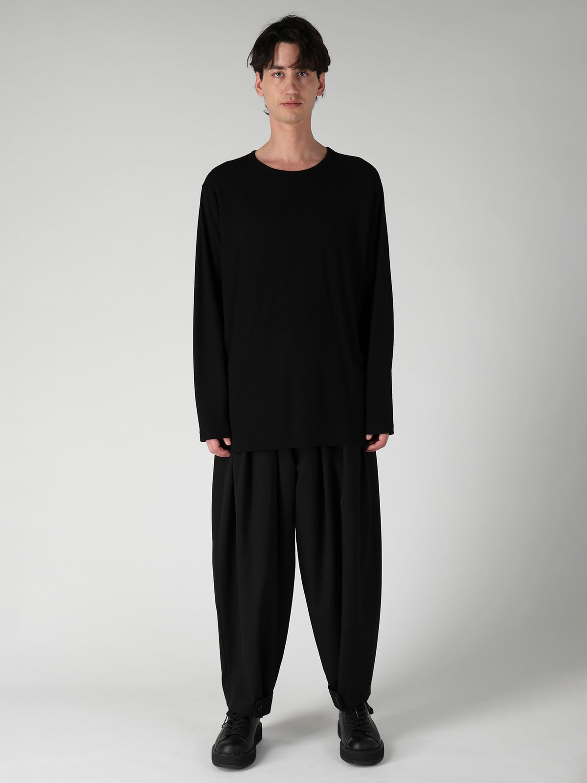 140S WOOL SINGLE JERSEY  ROUND NECK LONG SLV PO