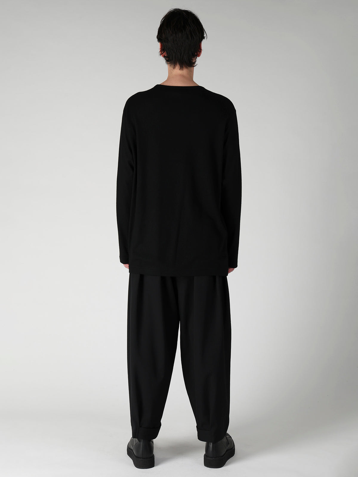 140S WOOL SINGLE JERSEY  ROUND NECK LONG SLV PO