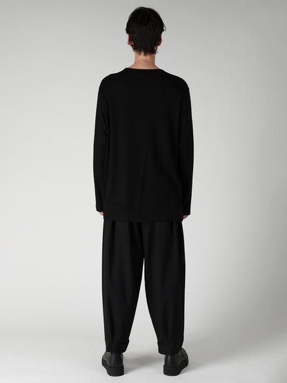 140S WOOL SINGLE JERSEY  ROUND NECK LONG SLV PO