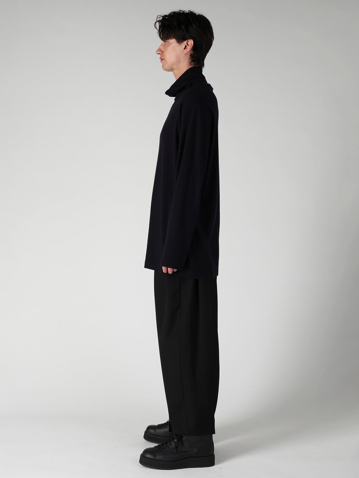 140S WOOL SINGLE JERSEY TURTLE NECK LONG SLV PO