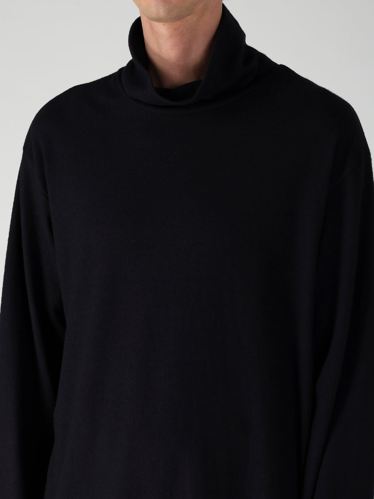 140S WOOL SINGLE JERSEY TURTLE NECK LONG SLV PO