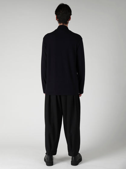 140S WOOL SINGLE JERSEY  LAYERED COLLAR TURTLENECK PO