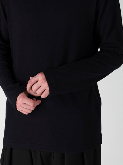 140S WOOL SINGLE JERSEY  LAYERED COLLAR TURTLENECK PO