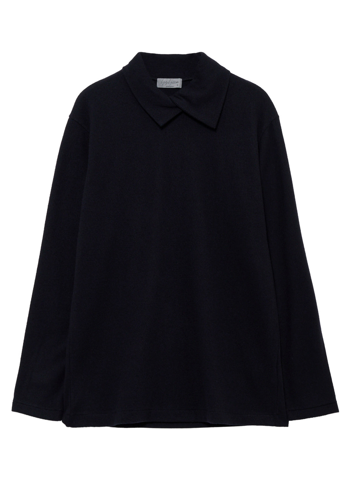 140S WOOL SINGLE JERSEY  LAYERED COLLAR TURTLENECK PO