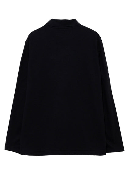 140S WOOL SINGLE JERSEY  LAYERED COLLAR TURTLENECK PO