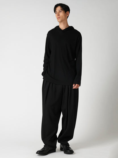 140S WOOL SINGLE JERSEY  HOODED LONG SLV T