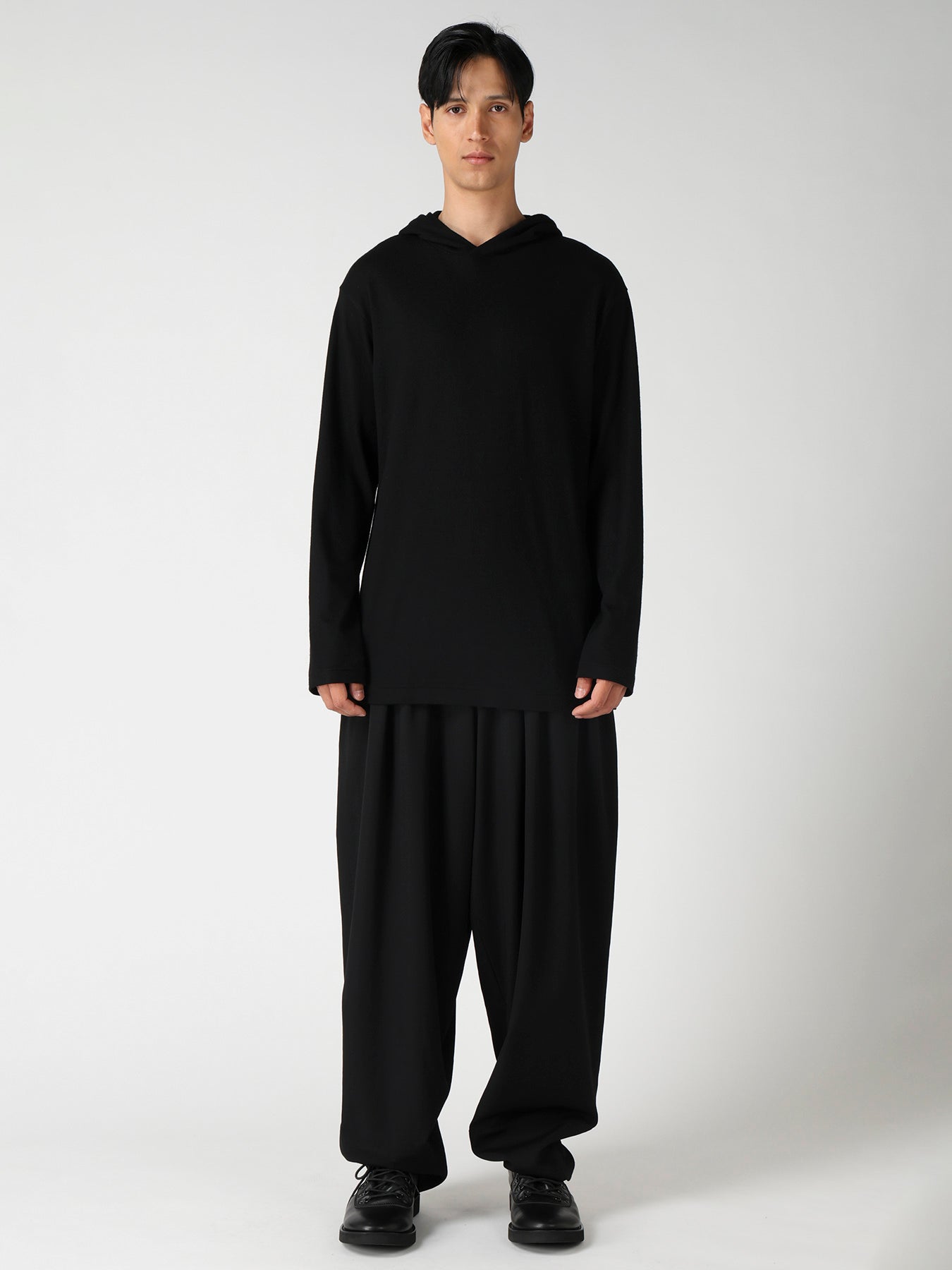 140S WOOL SINGLE JERSEY HOODED LONG SLV T – THE SHOP YOHJI YAMAMOTO