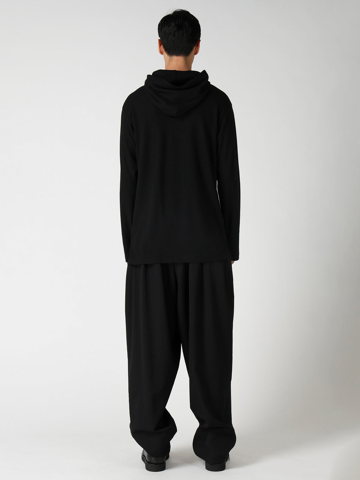 140S WOOL SINGLE JERSEY  HOODED LONG SLV T