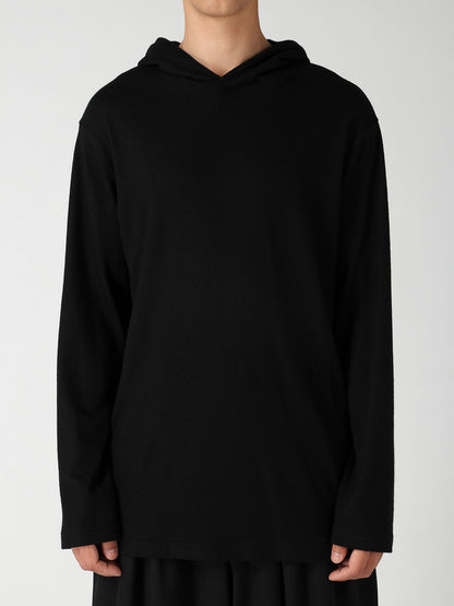 140S WOOL SINGLE JERSEY  HOODED LONG SLV T
