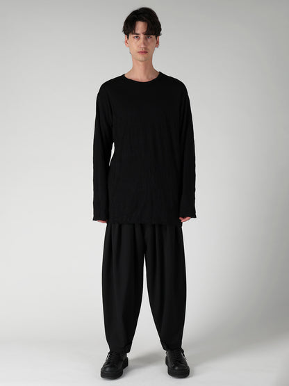 100S WOOL SINGLE JERSEY ROUND NECK LONG SLV T