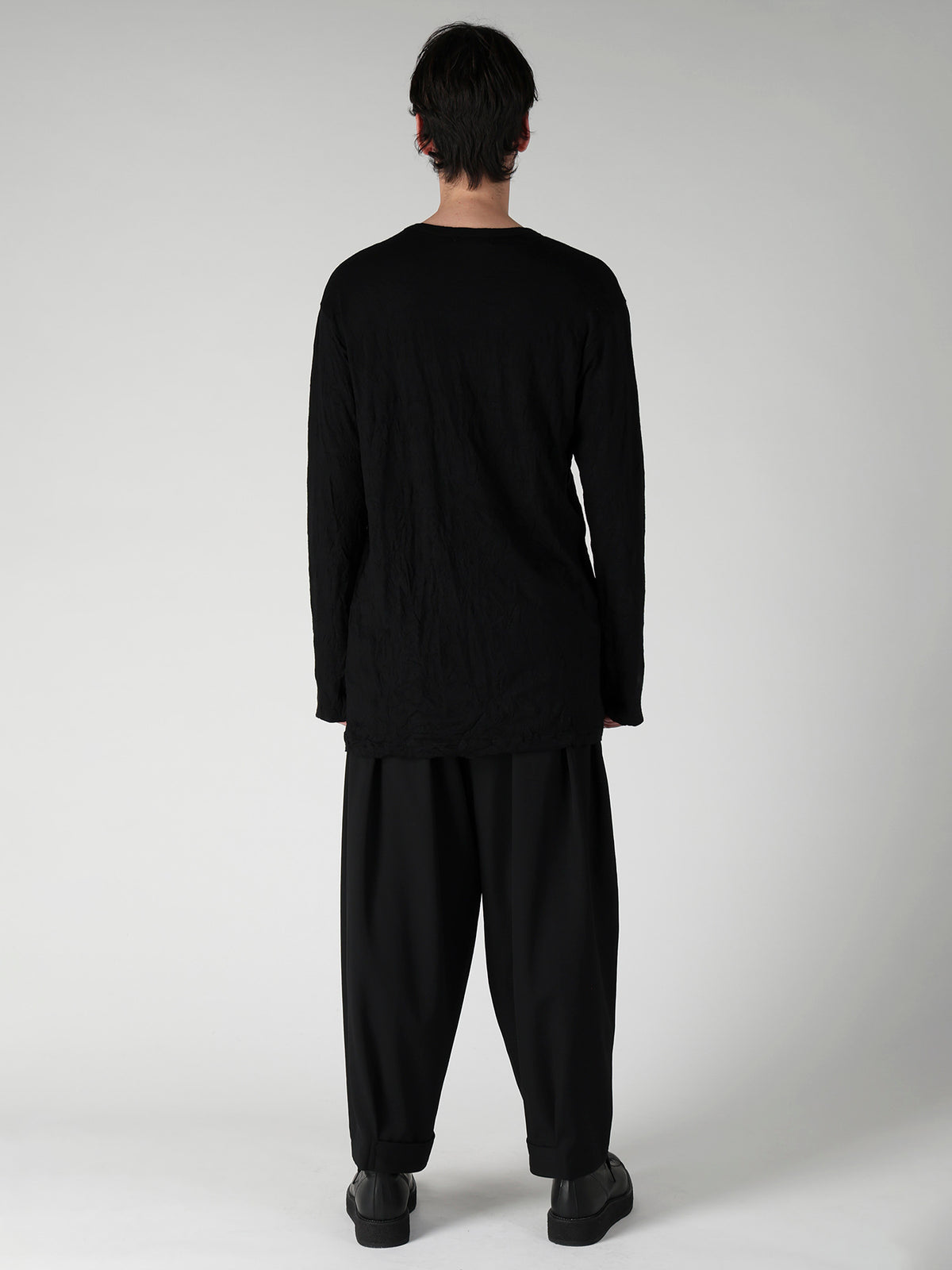 100S WOOL SINGLE JERSEY ROUND NECK LONG SLV T