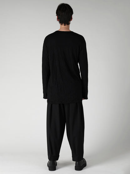 100S WOOL SINGLE JERSEY ROUND NECK LONG SLV T