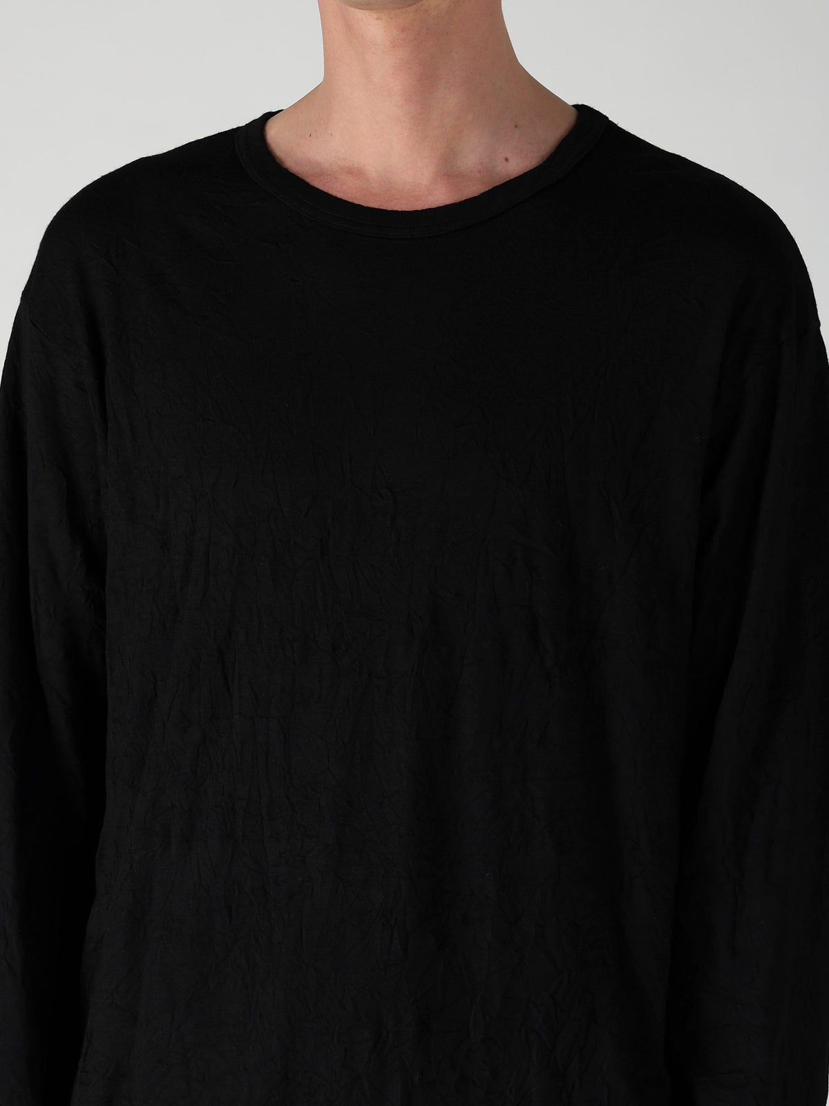 100S WOOL SINGLE JERSEY ROUND NECK LONG SLV T