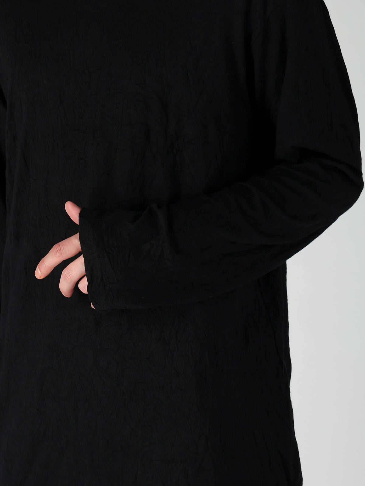 100S WOOL SINGLE JERSEY ROUND NECK LONG SLV T
