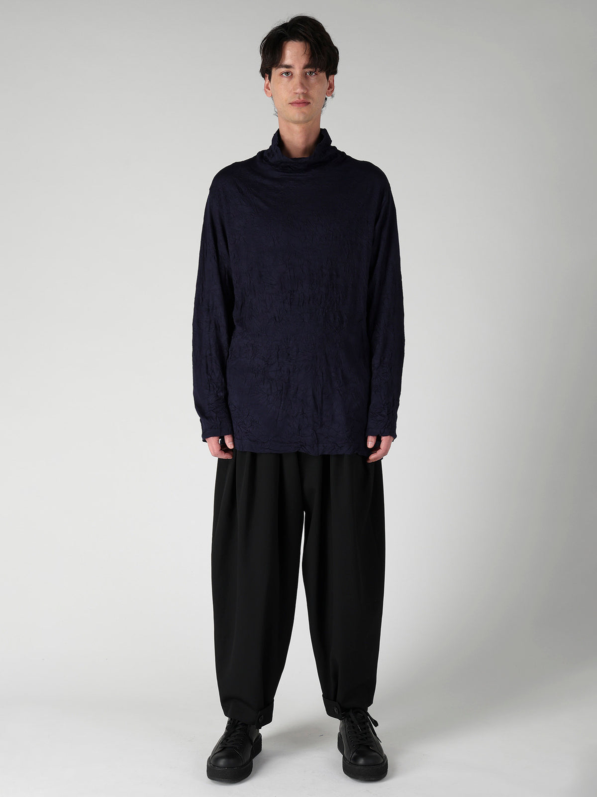 100S WOOL SINGLE JERSEY TURTLE NECK LONG SLV PO