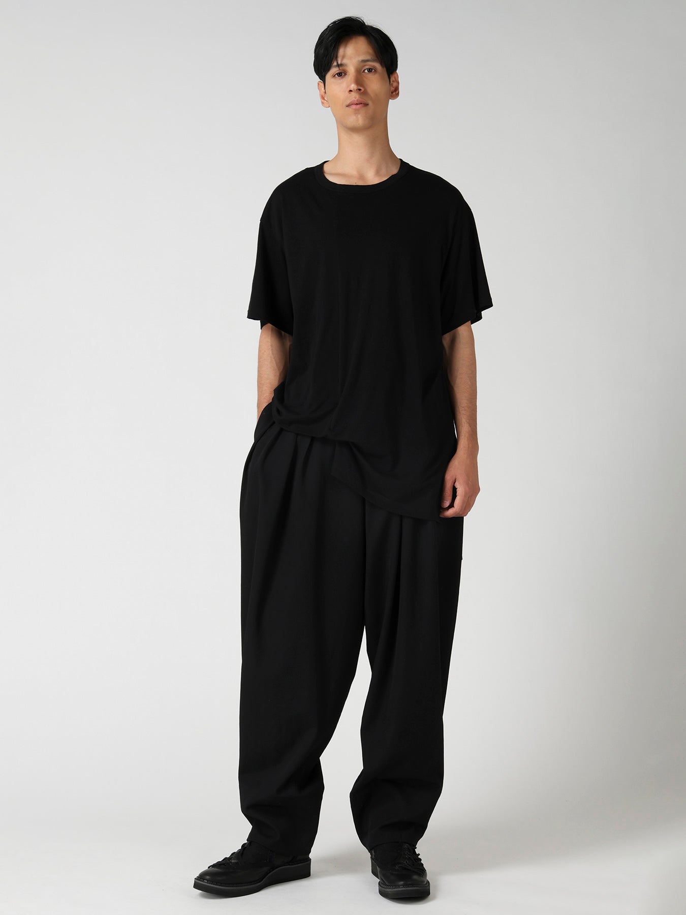 COTTON CASHMERE SINGLE JERSEY ASSYMETRY HEM SS TEE
