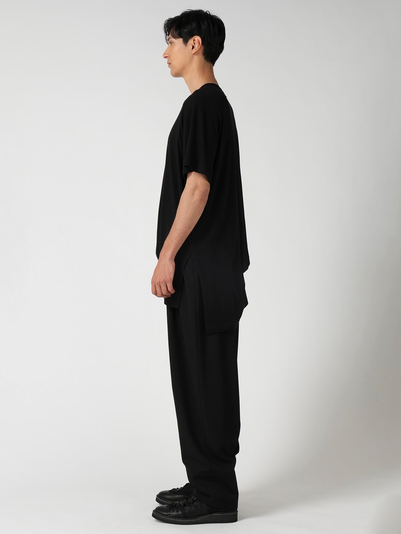 COTTON CASHMERE SINGLE JERSEY ASSYMETRY HEM SS TEE