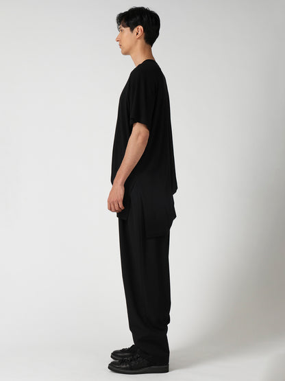 COTTON CASHMERE SINGLE JERSEY ASSYMETRY HEM SS TEE