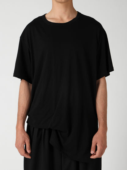 COTTON CASHMERE SINGLE JERSEY ASSYMETRY HEM SS TEE