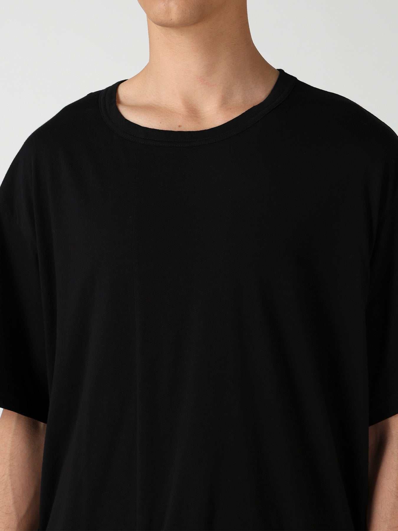 COTTON CASHMERE SINGLE JERSEY ASSYMETRY HEM SS TEE – THE SHOP