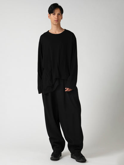 COTTON CASHMERE SINGLE JERSEY ASSYMETRY HEM LS TEE