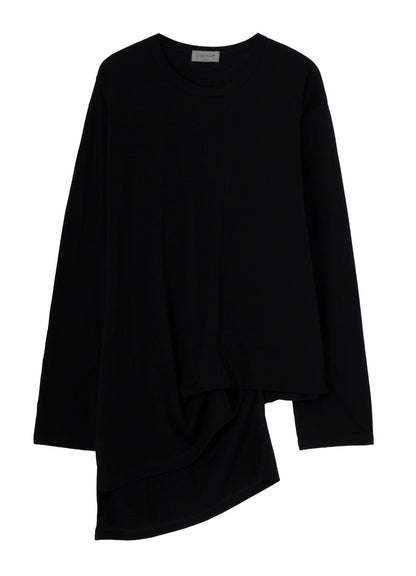 COTTON CASHMERE SINGLE JERSEY ASSYMETRY HEM LS TEE