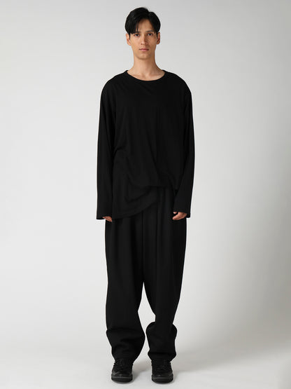 COTTON CASHMERE SINGLE JERSEY ASSYMETRY HEM LS TEE