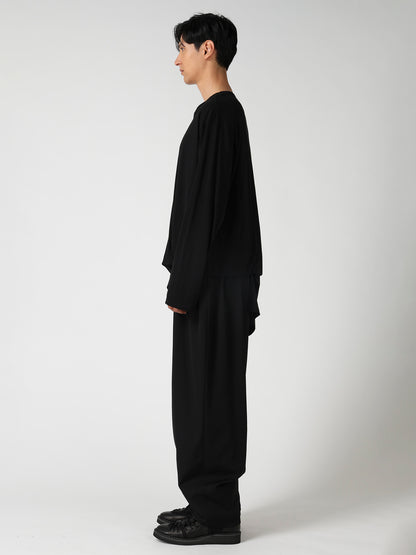 COTTON CASHMERE SINGLE JERSEY ASSYMETRY HEM LS TEE