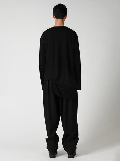 COTTON CASHMERE SINGLE JERSEY ASSYMETRY HEM LS TEE