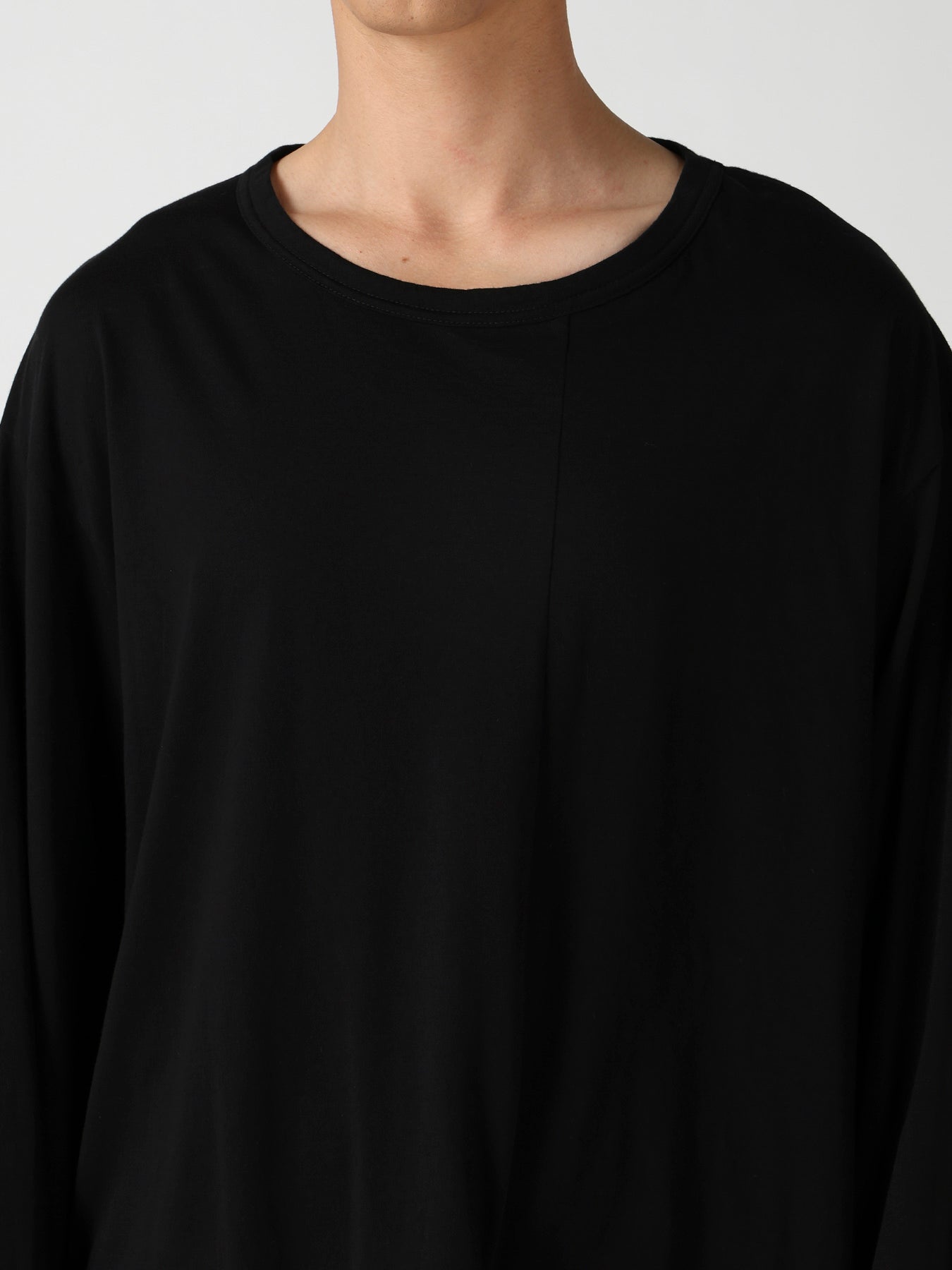 COTTON CASHMERE SINGLE JERSEY ASSYMETRY HEM LS TEE