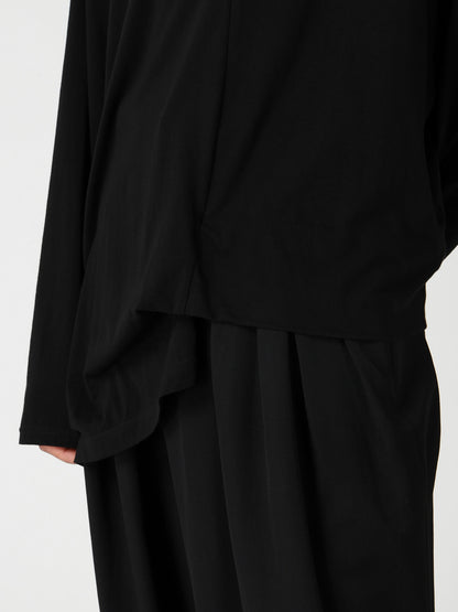 COTTON CASHMERE SINGLE JERSEY ASSYMETRY HEM LS TEE