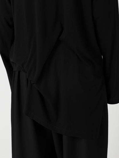 COTTON CASHMERE SINGLE JERSEY ASSYMETRY HEM LS TEE