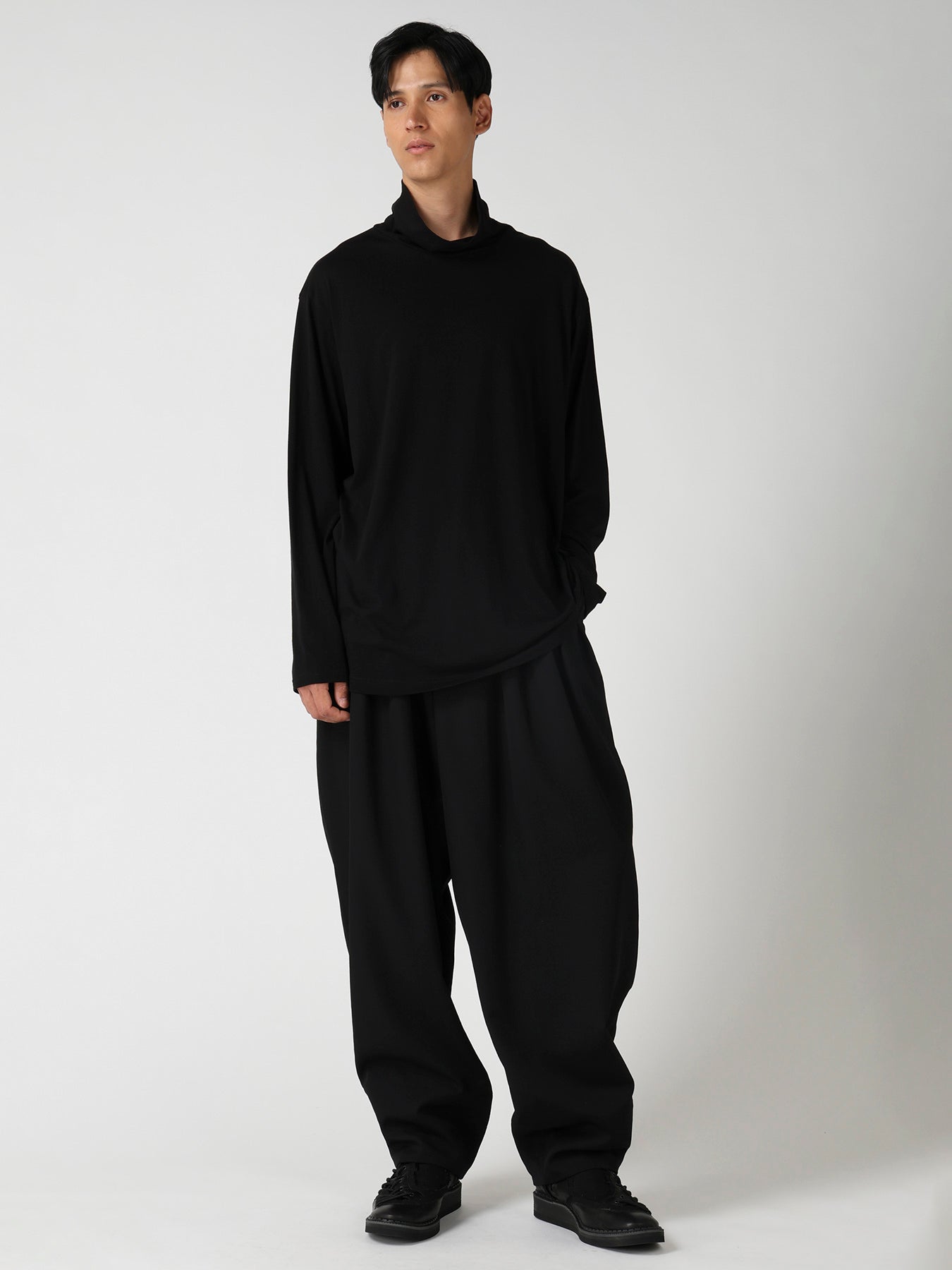 COTTON CASHMERE SINGLE JERSEY  TURTLE NECK LS TEE