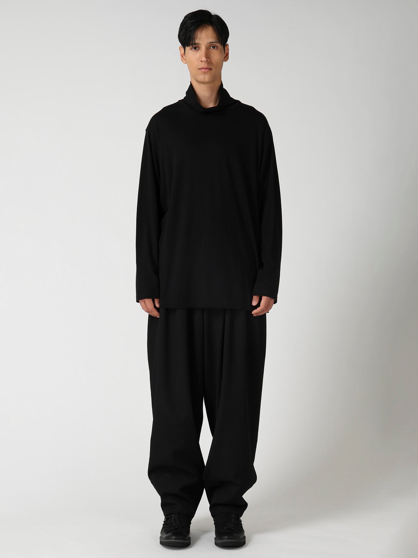 COTTON CASHMERE SINGLE JERSEY  TURTLE NECK LS TEE