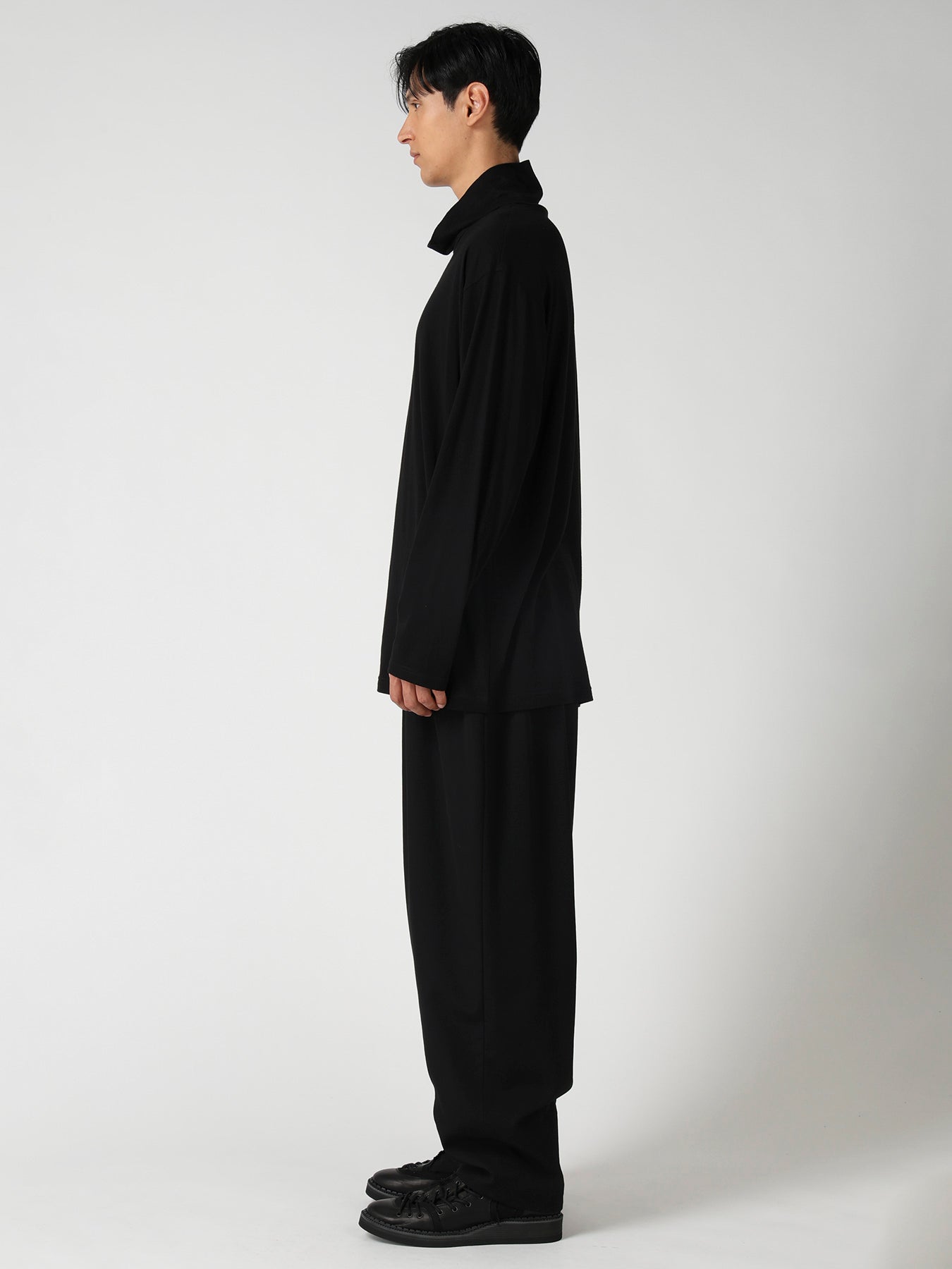 COTTON CASHMERE SINGLE JERSEY  TURTLE NECK LS TEE