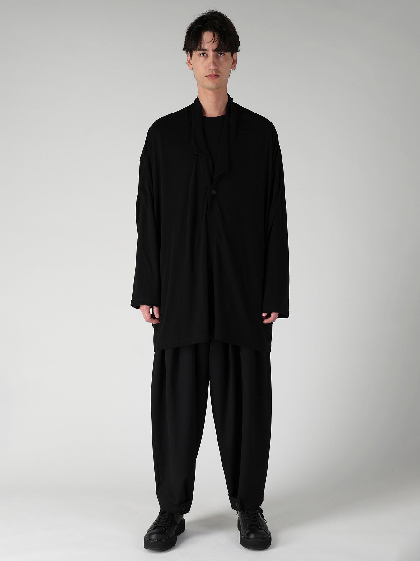 COTTON CASHMERE SINGLE JERSEY ONE BUTTON CARDIGAN