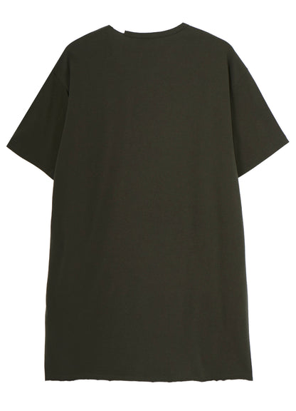 COTTON JERSEY SLIT ROUND NECK SHORT SLV TEE