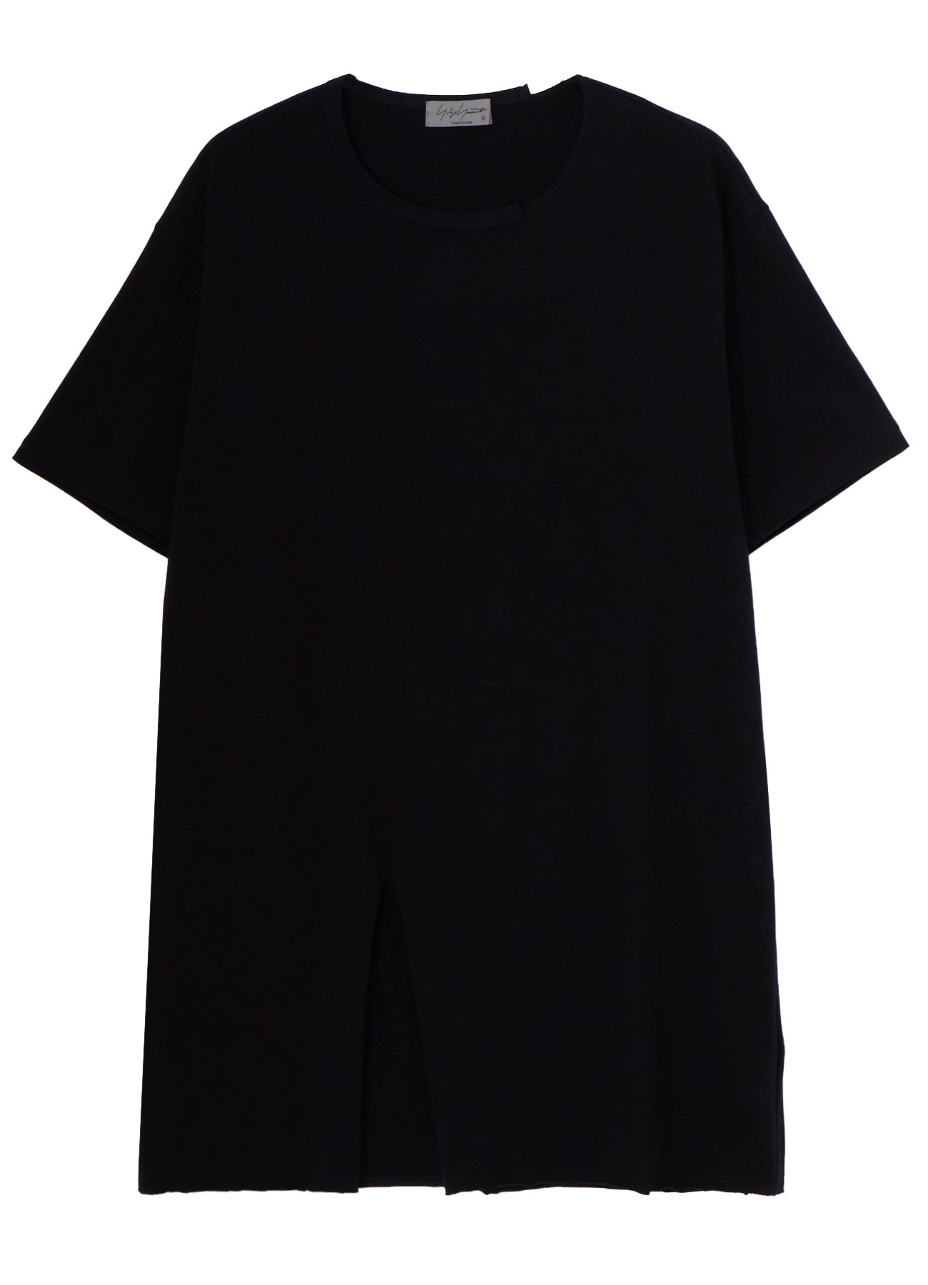 COTTON JERSEY SLIT ROUND NECK SHORT SLV TEE