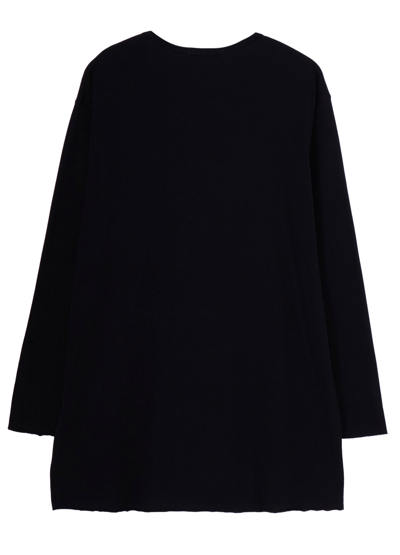 COTTON JERSEY SLIT ROUND NECK LONG SLV TEE