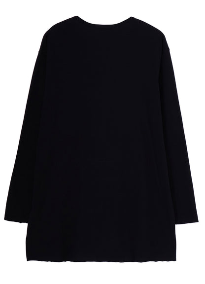 COTTON JERSEY SLIT ROUND NECK LONG SLV TEE