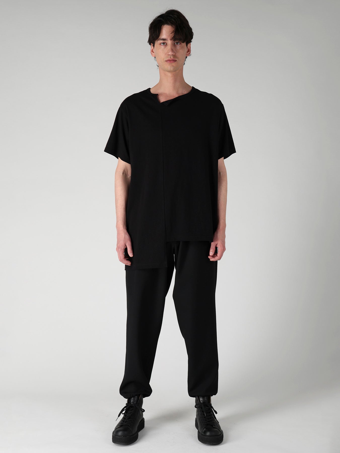 SUPIMA COTTON SINGLE JERSEY UNBALANCED HEM SHORT SLV PO